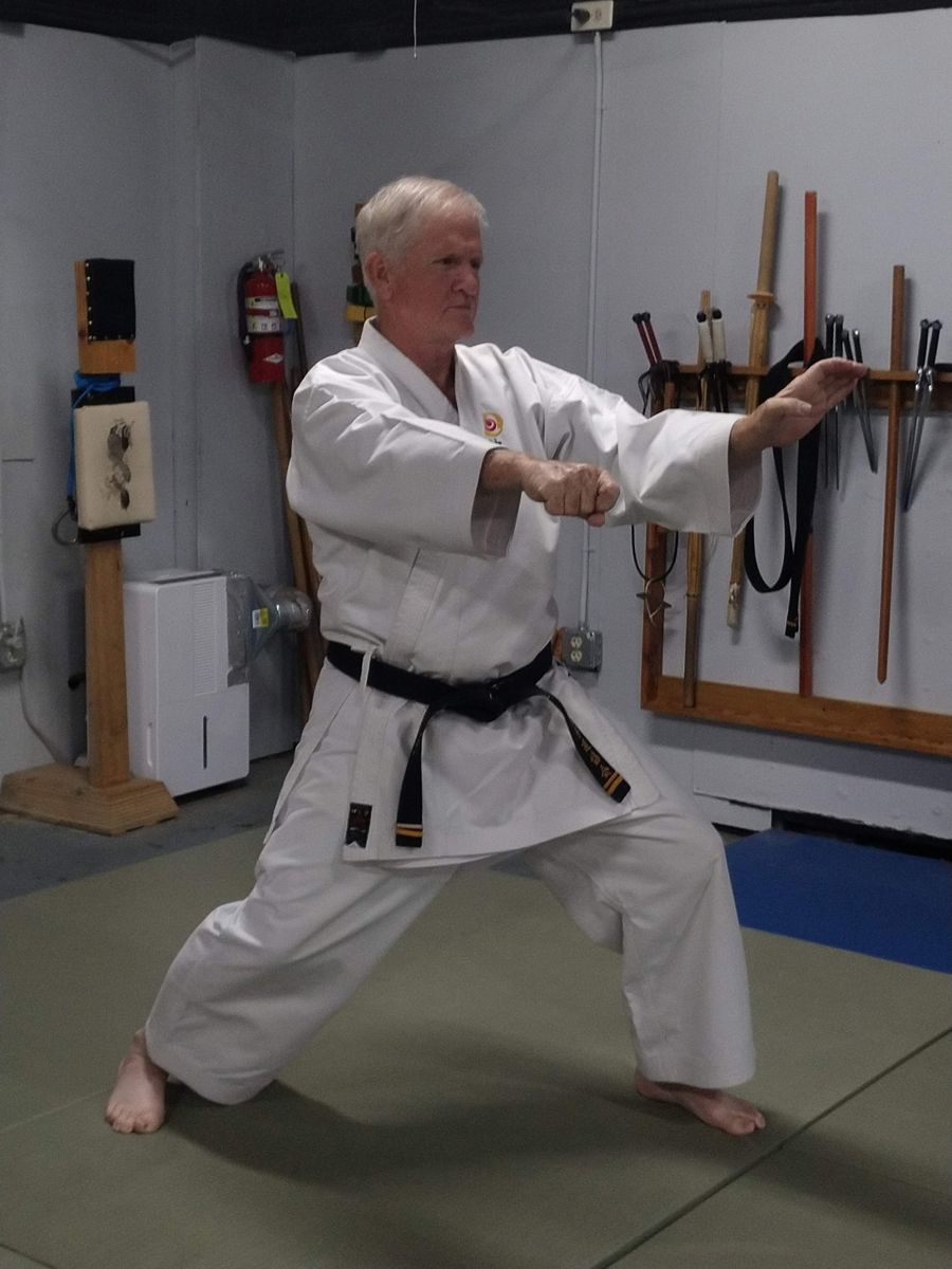 Sensei Shelby Kenney demonstrating a stance in the dojo